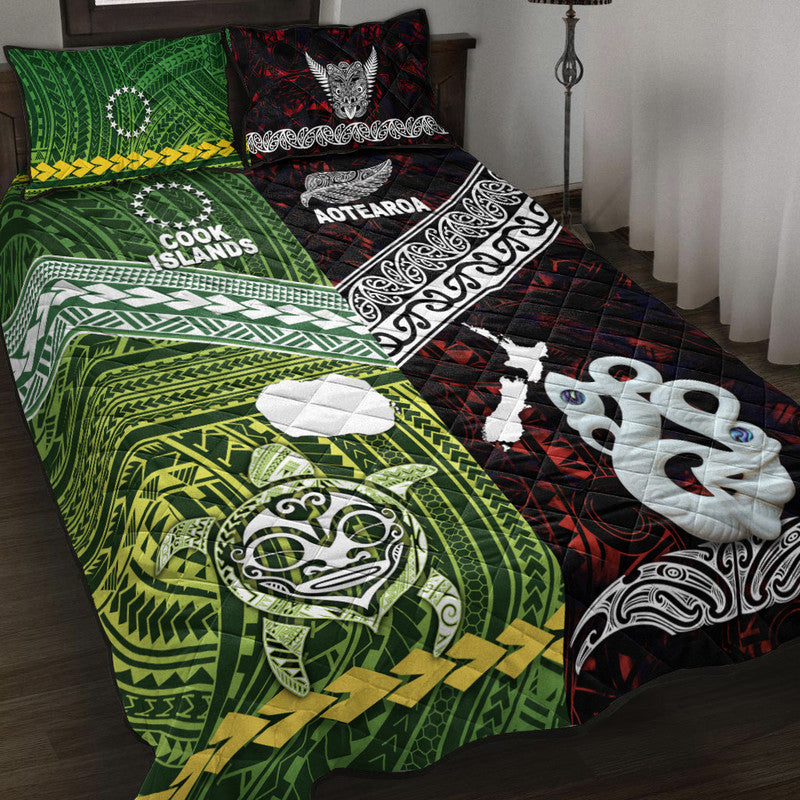 New Zealand And Cook Islands Quilt Bed Set Together Red
