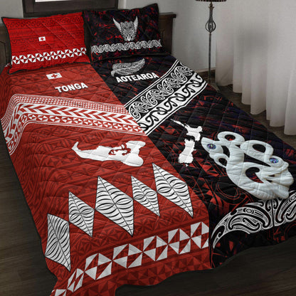 New Zealand And Tonga Quilt Bed Set Together Red