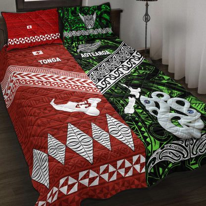 New Zealand And Tonga Quilt Bed Set Together Green