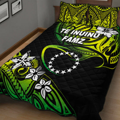 TE INUINU FAMZ Cook Islands Rugby Quilt Bed Set Unique Vibes Green