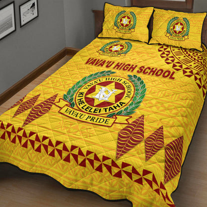 Tonga Vava'u High School Quilt Bed Set Simple Style Yellow