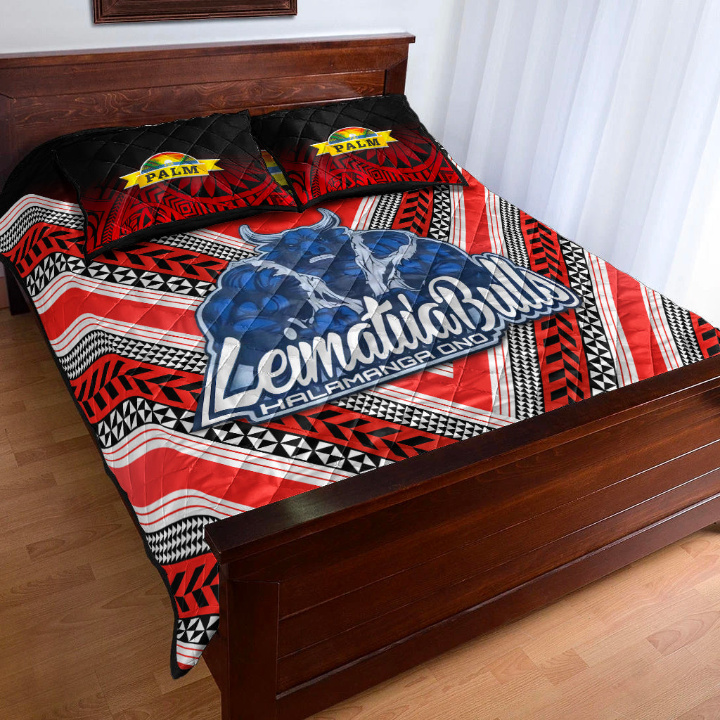 Mate Ma'a Tonga Quilt Bed Set Leimatu'a Bulls Creative Style Red