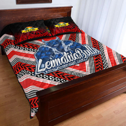 Mate Ma'a Tonga Quilt Bed Set Leimatu'a Bulls Creative Style Red
