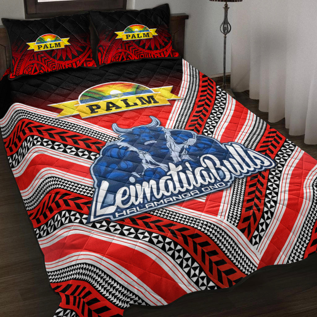 Mate Ma'a Tonga Quilt Bed Set Leimatu'a Bulls Creative Style Red