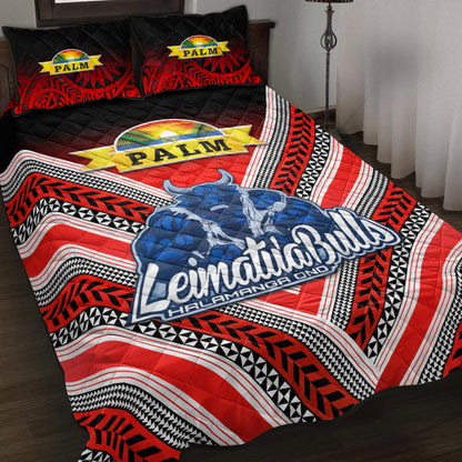 Mate Ma'a Tonga Quilt Bed Set Leimatu'a Bulls Creative Style Red