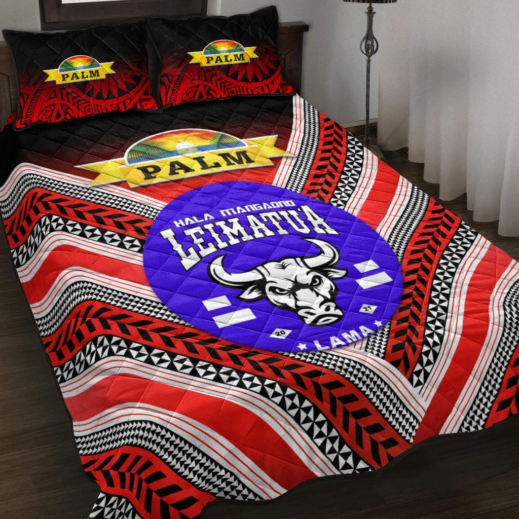 Mate Ma'a Tonga Quilt Bed Set Leimatu'a Bulls Creative Style Red NO.1