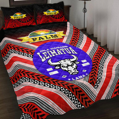 Mate Ma'a Tonga Quilt Bed Set Leimatu'a Bulls Creative Style Red NO.1