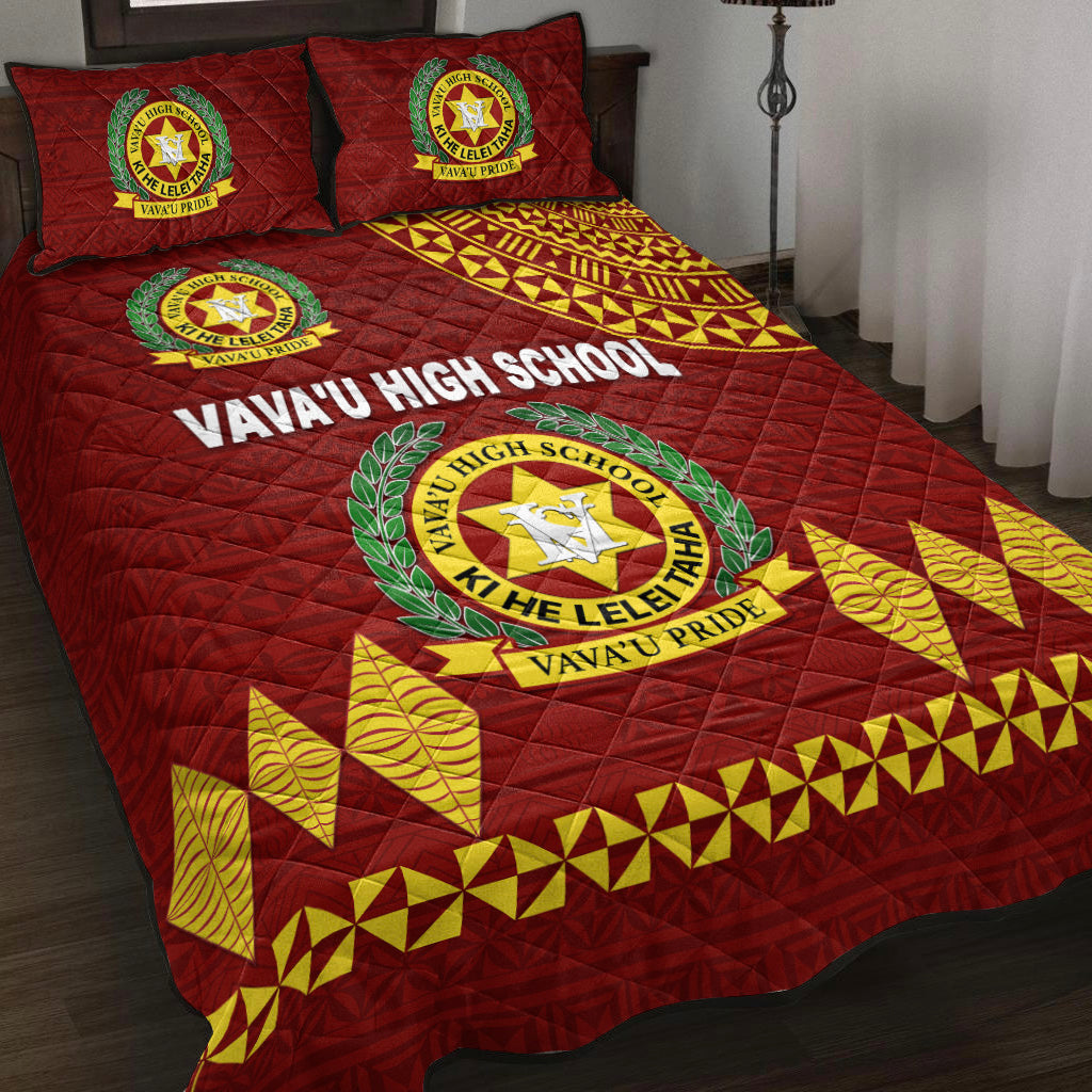 Tonga Vava'u High School Quilt Bed Set Simple Style Maroon