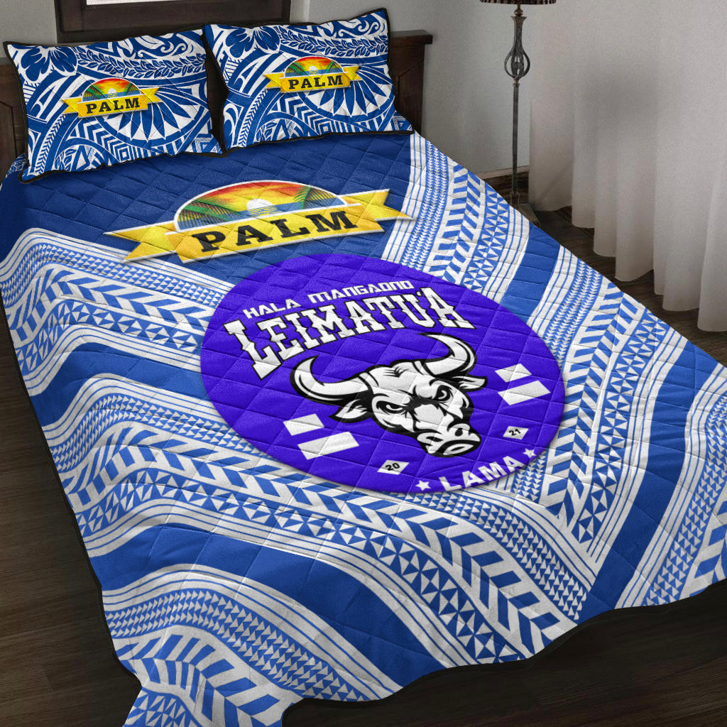 Mate Ma'a Tonga Quilt Bed Set Leimatu'a Bulls Creative Style Blue NO.1