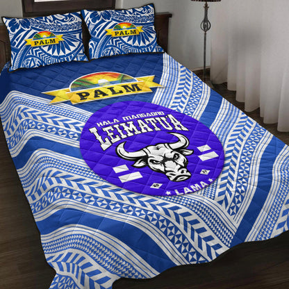 Mate Ma'a Tonga Quilt Bed Set Leimatu'a Bulls Creative Style Blue NO.1