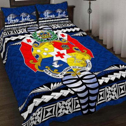 (Custom Personalised) Tonga Ngatu Quilt Bed Set Blue Style
