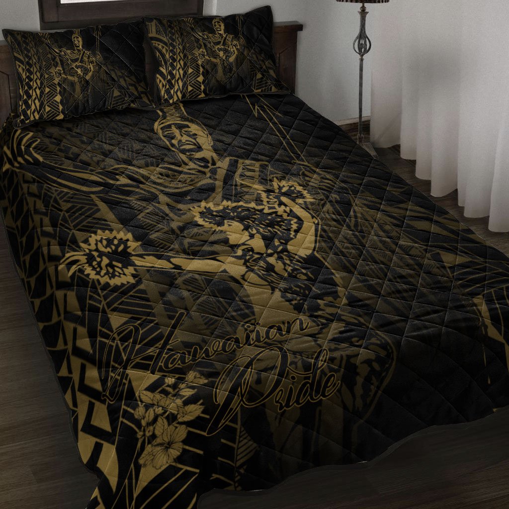 Hawaii Quilt Bed Set King Of Hawaii With Hawaiian Girls Yellow Version