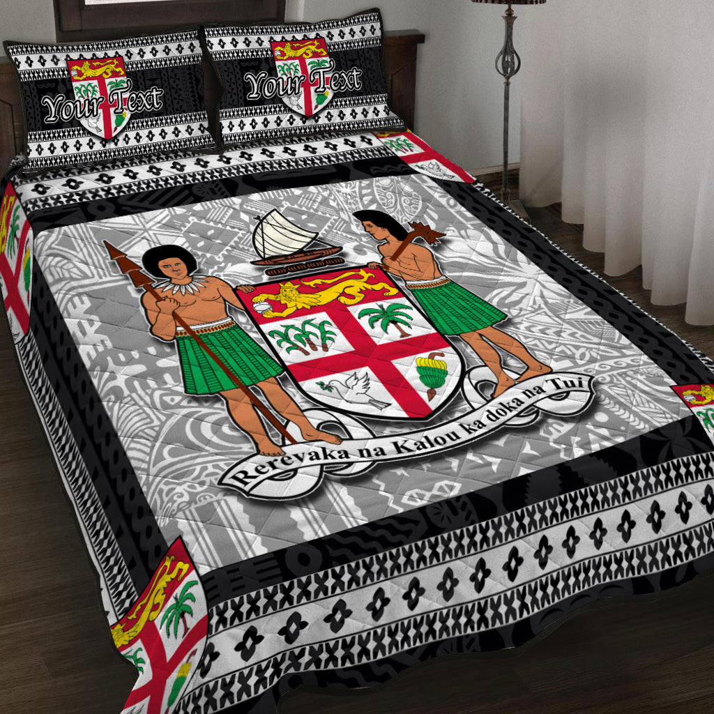 (Custom Personalised) Fiji Quilt Bed Set Black Style No.1