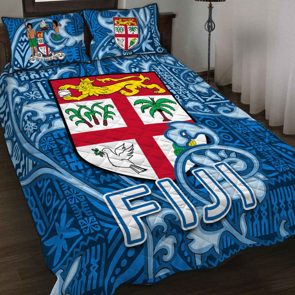 Fiji Quilt Bed Set Tapa Patterns Blue Style