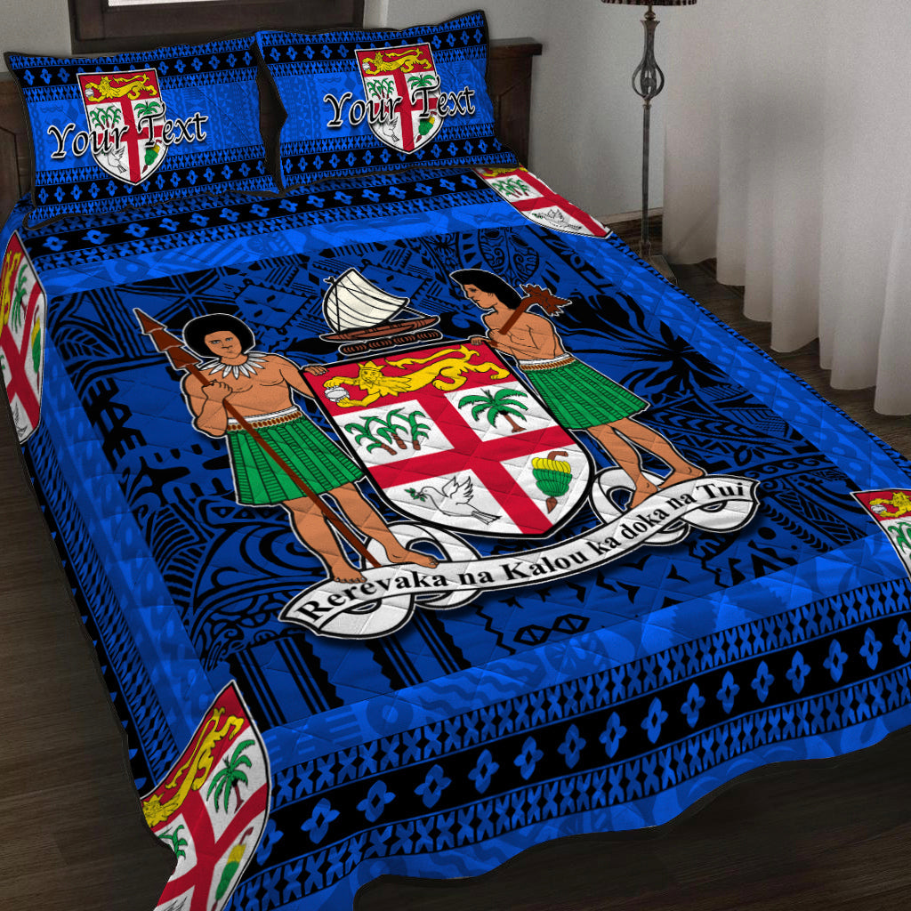 (Custom Personalised) Fiji Quilt Bed Set Blue And Black Style No.1