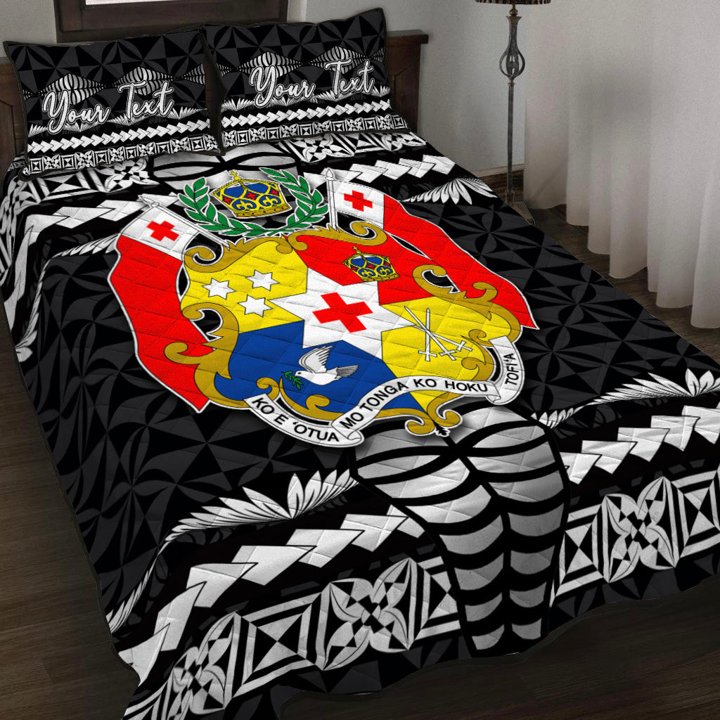 (Custom Personalised) Tonga Ngatu Quilt Bed Set Black Style