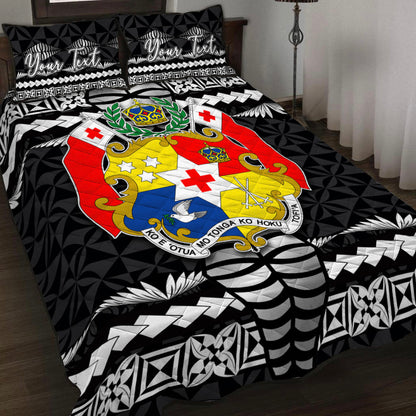 (Custom Personalised) Tonga Ngatu Quilt Bed Set Black Style