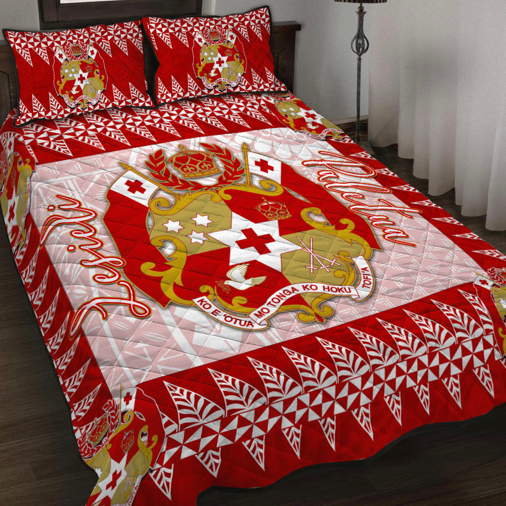 Tonga Coat Of Arms Quilt Bed Set Red Style