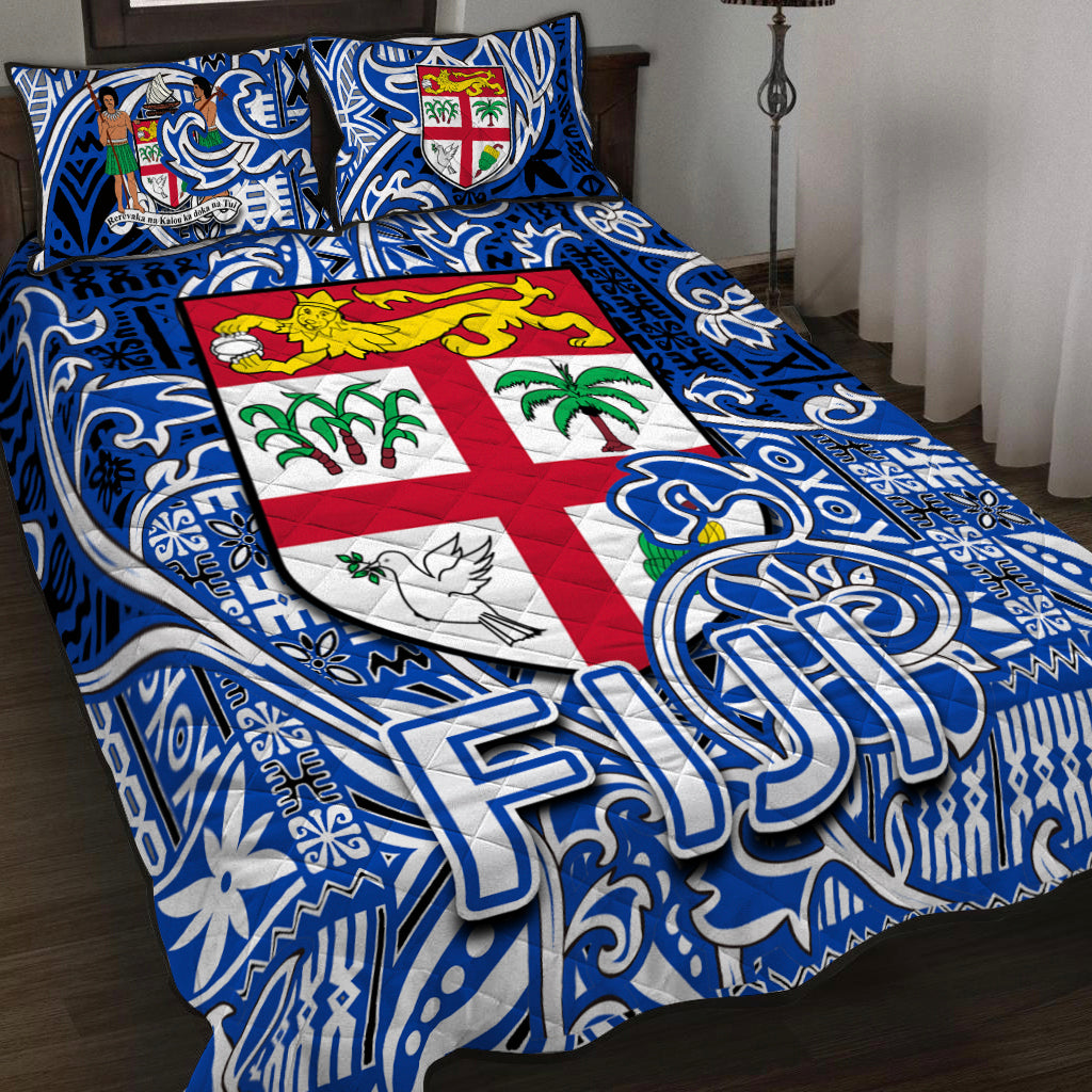 Fiji Quilt Bed Set Tapa Patterns Blue And White Style