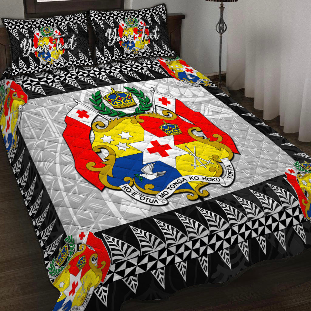 (Custom Personalised) Tonga Quilt Bed Set Black Style