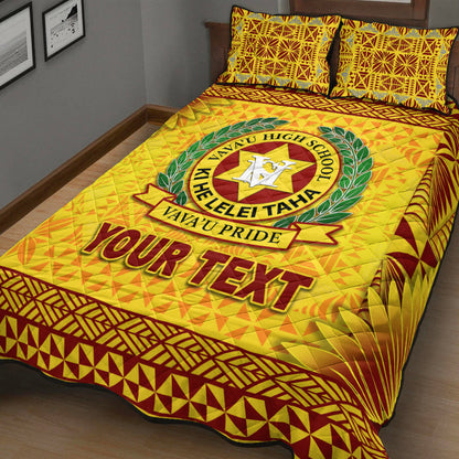 (Custom Personalised) Tonga Vava'u High School Quilt Bed Set Simplified Version Gold