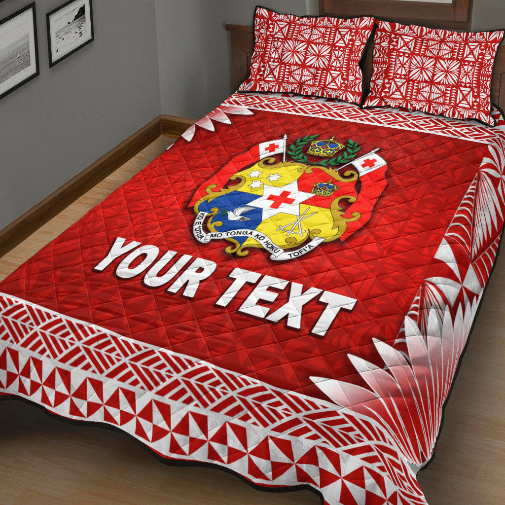 (Custom Personalised) Tonga Coat Of Arms Quilt Bed Set Simplified Version Red