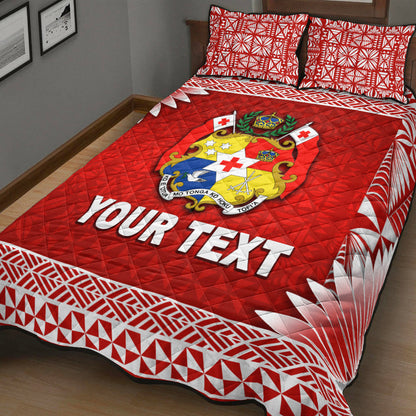 (Custom Personalised) Tonga Coat Of Arms Quilt Bed Set Simplified Version Red