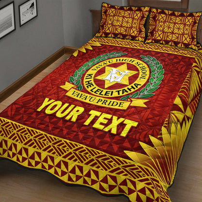 (Custom Personalised) Tonga Vava'u High School Quilt Bed Set Simplified Version Maroon