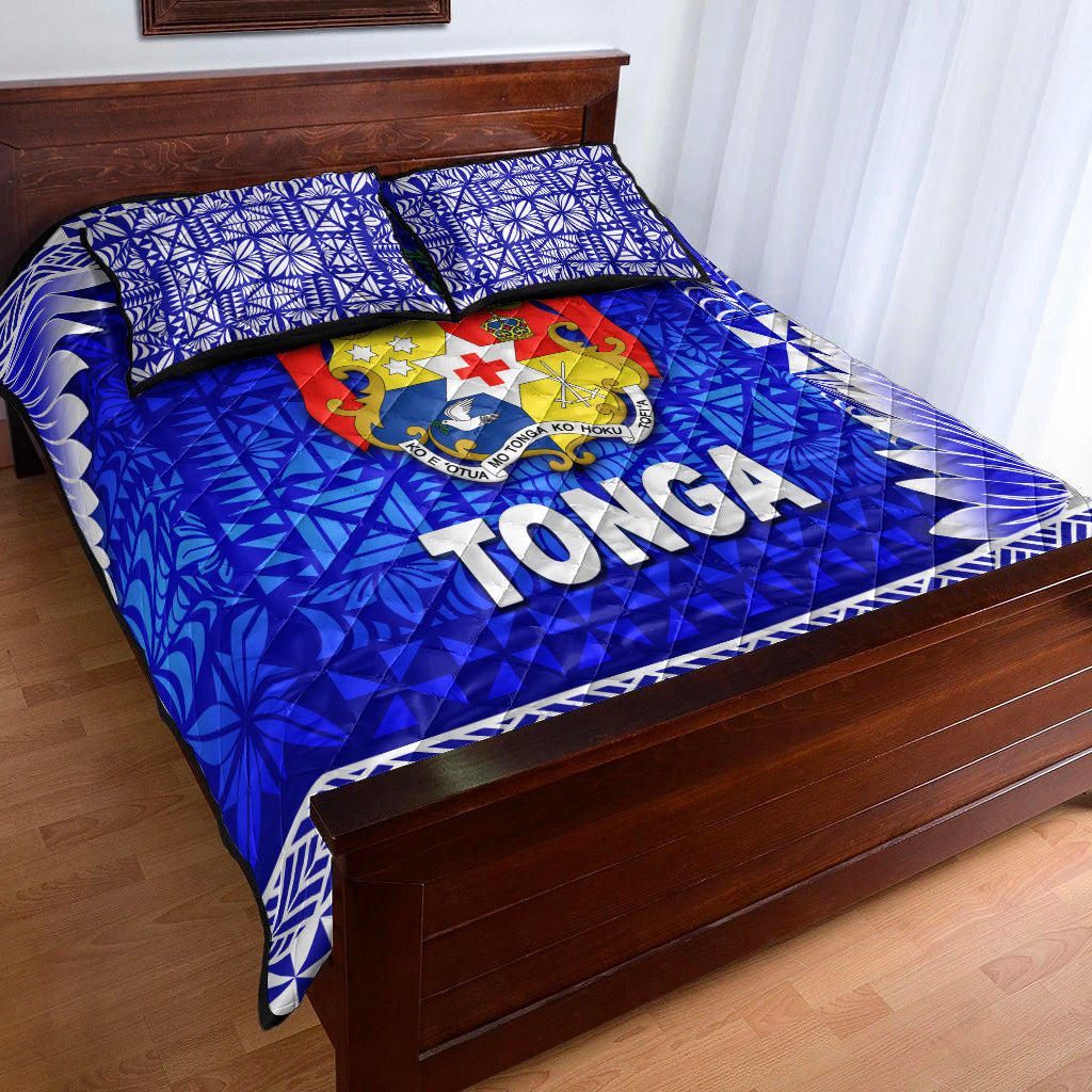 Tonga Coat Of Arms Quilt Bed Set Simplified Version Blue