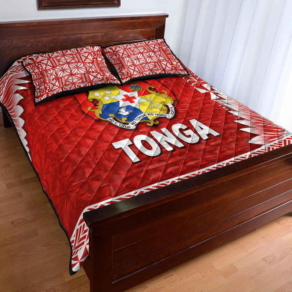 Tonga Coat Of Arms Quilt Bed Set Simplified Version Red