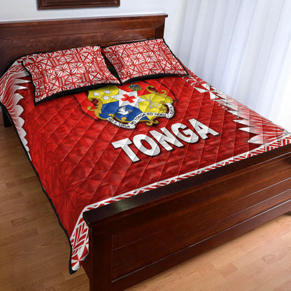 Tonga Coat Of Arms Quilt Bed Set Simplified Version Red