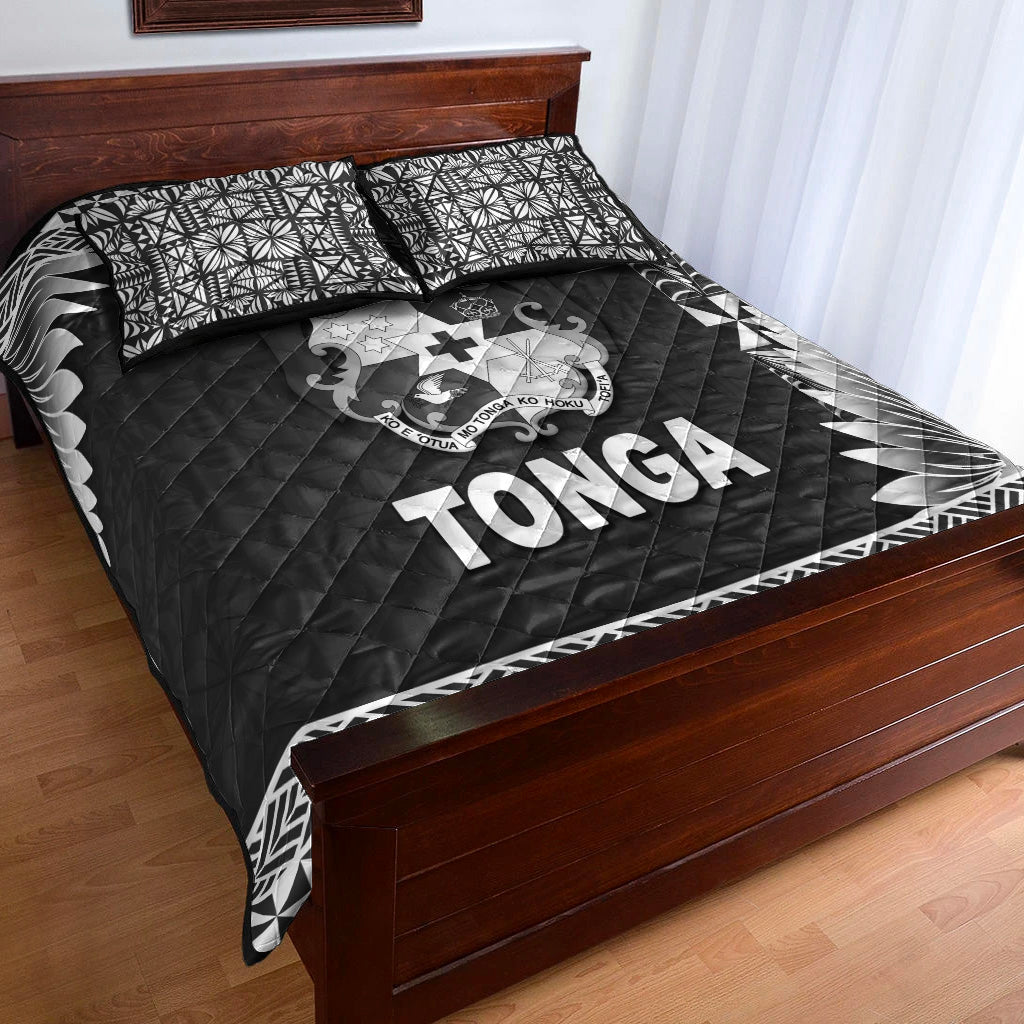 Tonga Coat Of Arms Quilt Bed Set Simplified Version Black