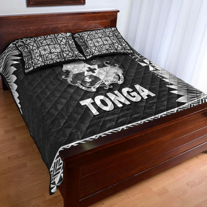 Tonga Coat Of Arms Quilt Bed Set Simplified Version Black
