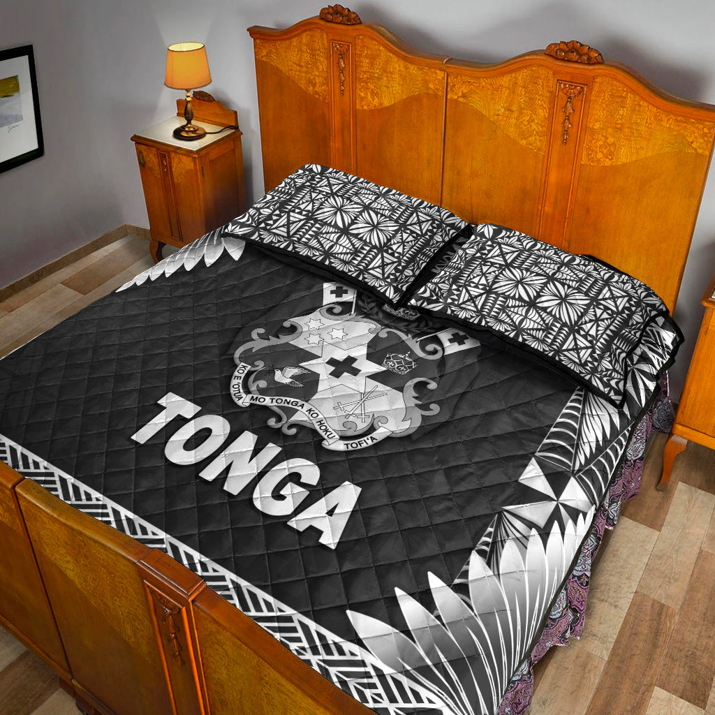 Tonga Coat Of Arms Quilt Bed Set Simplified Version Black