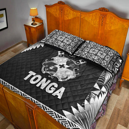 Tonga Coat Of Arms Quilt Bed Set Simplified Version Black