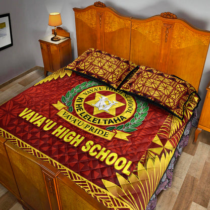 Tonga Vava'u High School Quilt Bed Set Simplified Version Maroon