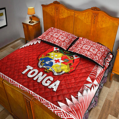 Tonga Coat Of Arms Quilt Bed Set Simplified Version Red