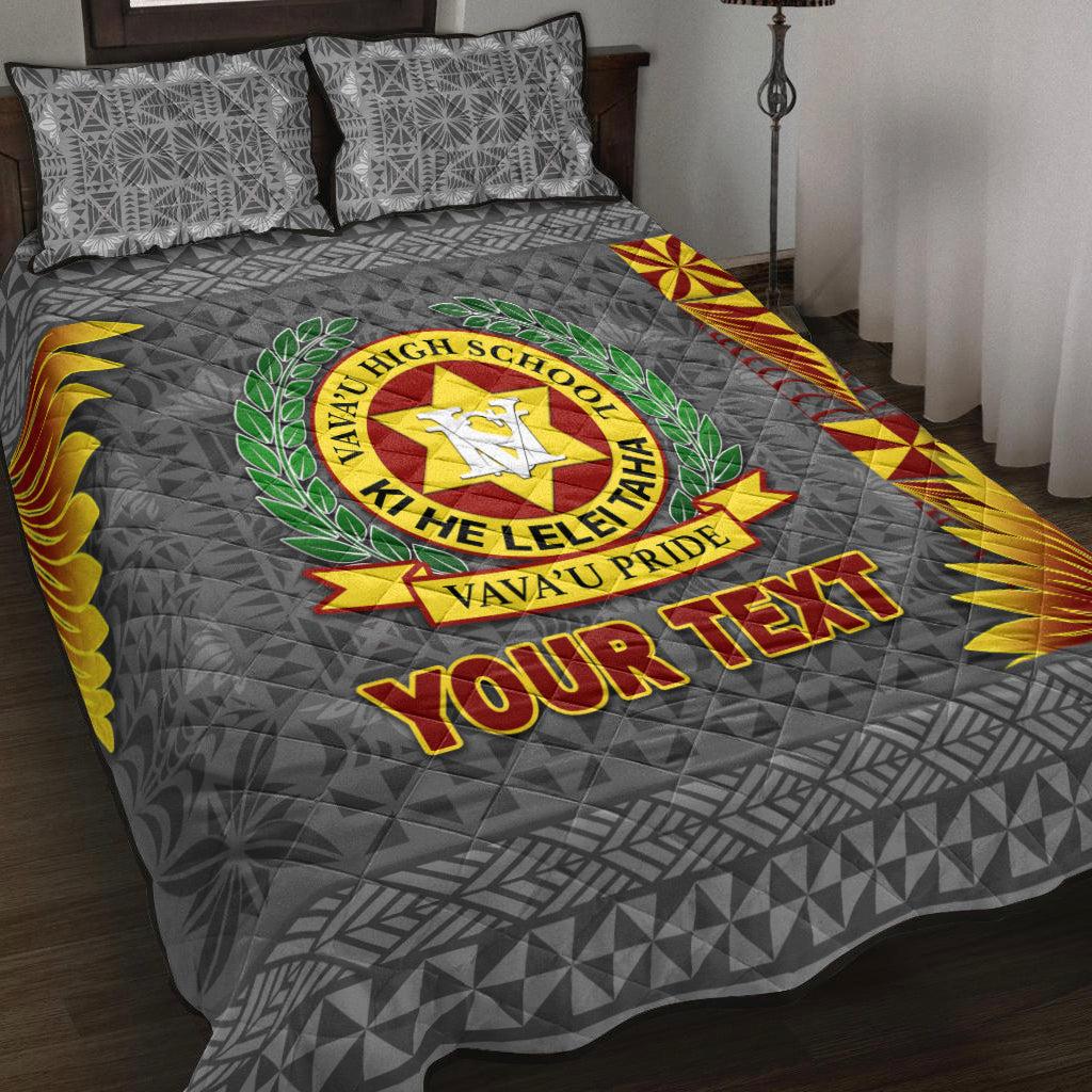 (Custom Personalised) Tonga Vava'u High School Quilt Bed Set Simplified Version Grey