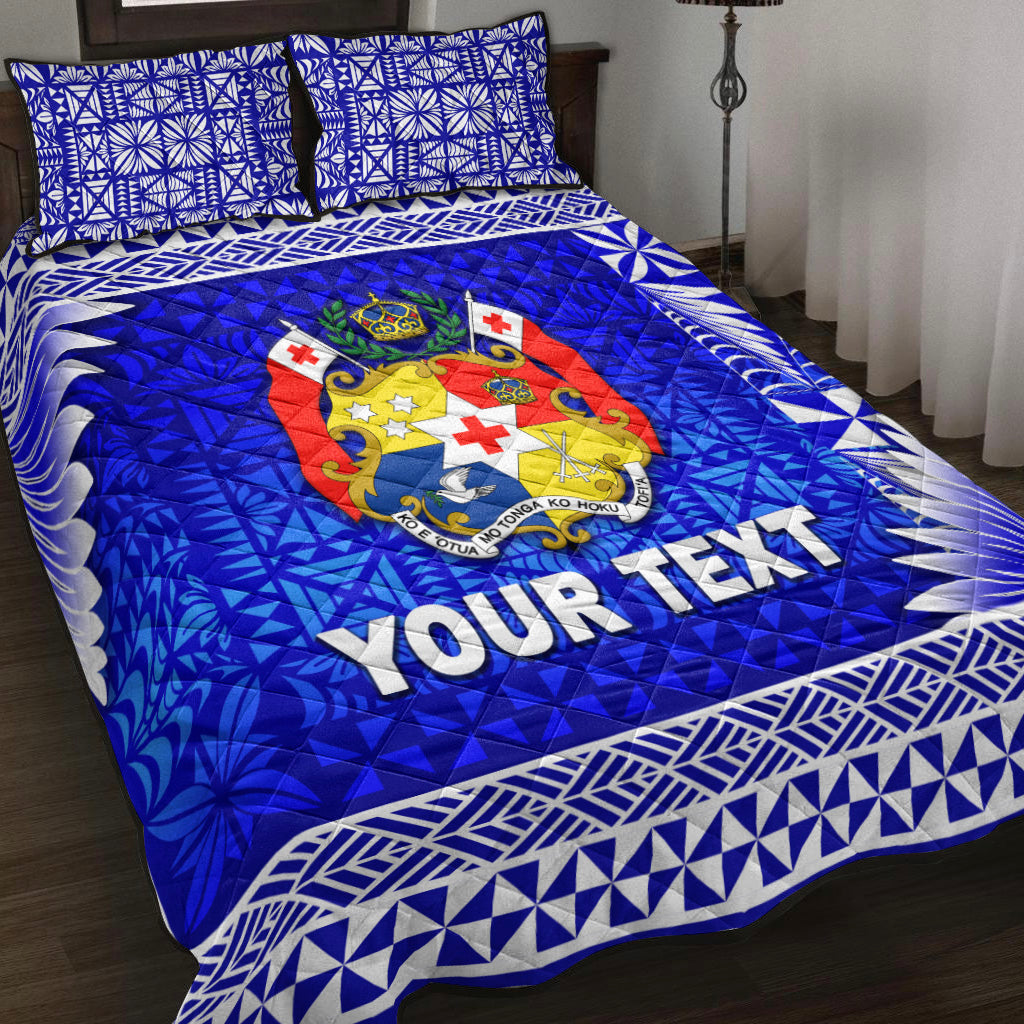 (Custom Personalised) Tonga Coat Of Arms Quilt Bed Set Simplified Version Blue
