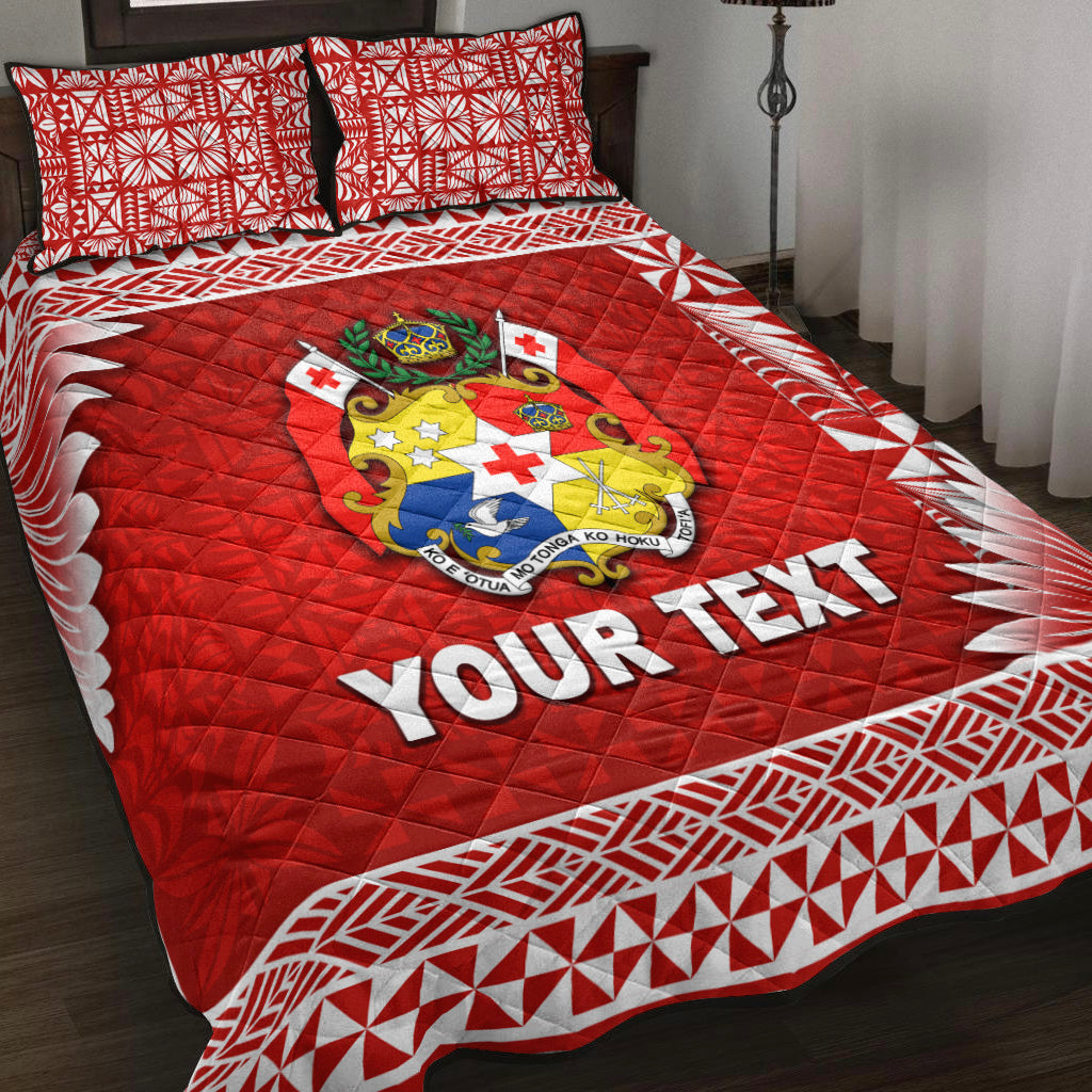(Custom Personalised) Tonga Coat Of Arms Quilt Bed Set Simplified Version Red