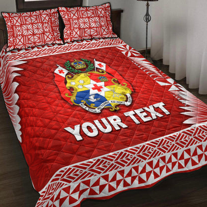 (Custom Personalised) Tonga Coat Of Arms Quilt Bed Set Simplified Version Red