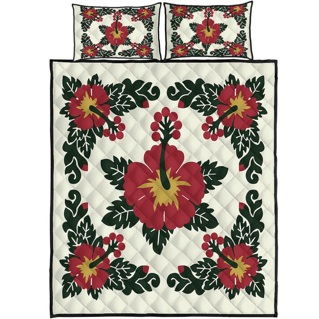 Hawaii Quilt Bed Set Hibiscus Quilting Quilt Bed Set AH