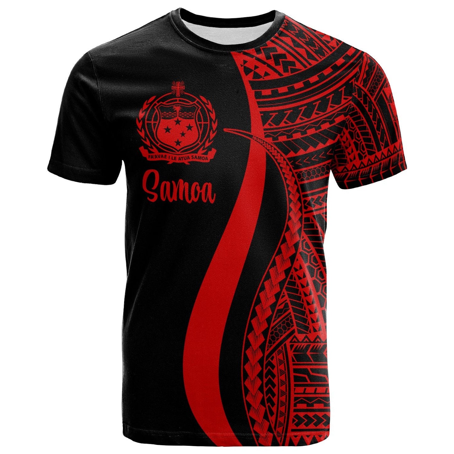 Samoa T - Shirt Red - Polynesian Tentacle Tribal Pattern