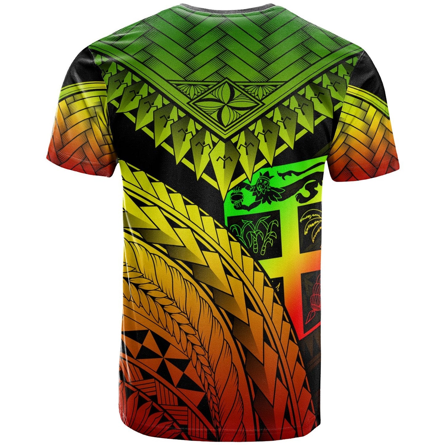 Fiji Custom Personalised T Shirt Reggae Polynesian Necklace and Lauhala