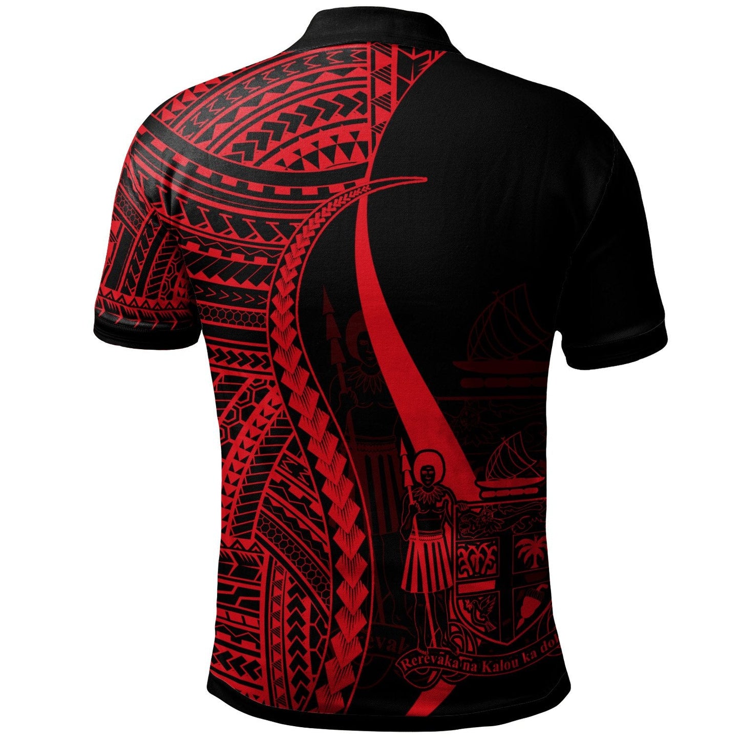 Fiji Custom Personalised Polo Shirt Red - Polynesian Tentacle Tribal Pattern Crest