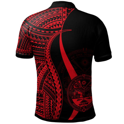 Marshall Islands Polo Shirt Red - Polynesian Tentacle Tribal Pattern Crest