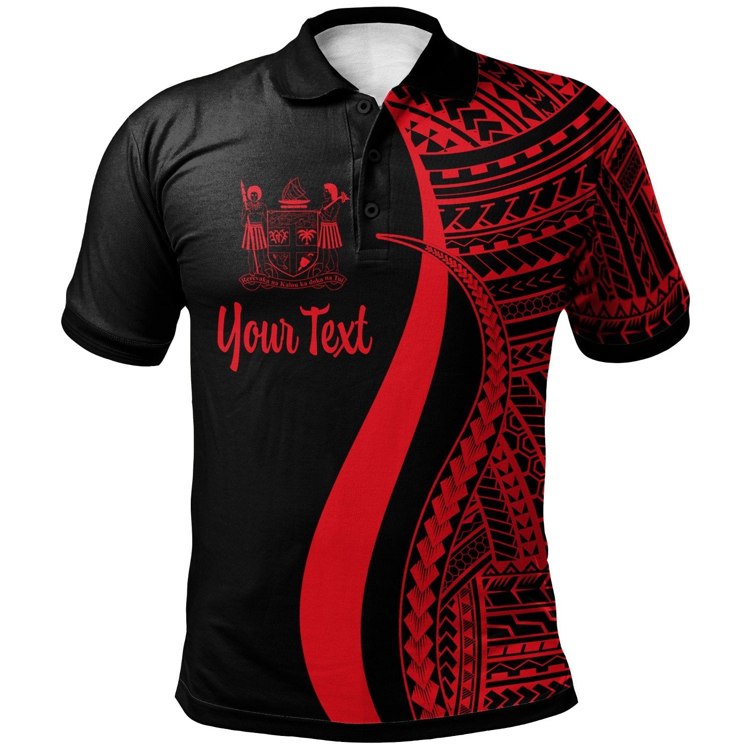 Fiji Custom Personalised Polo Shirt Red - Polynesian Tentacle Tribal Pattern Crest
