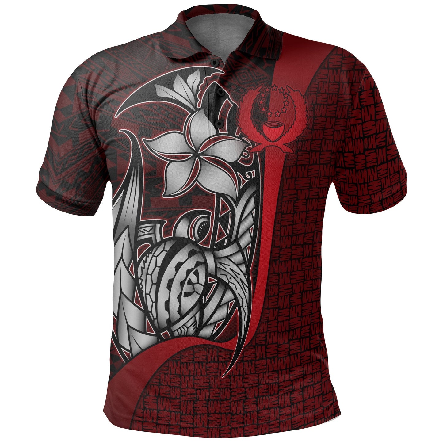 Pohnpei Micronesian Polo Shirt Red - Turtle with Hook