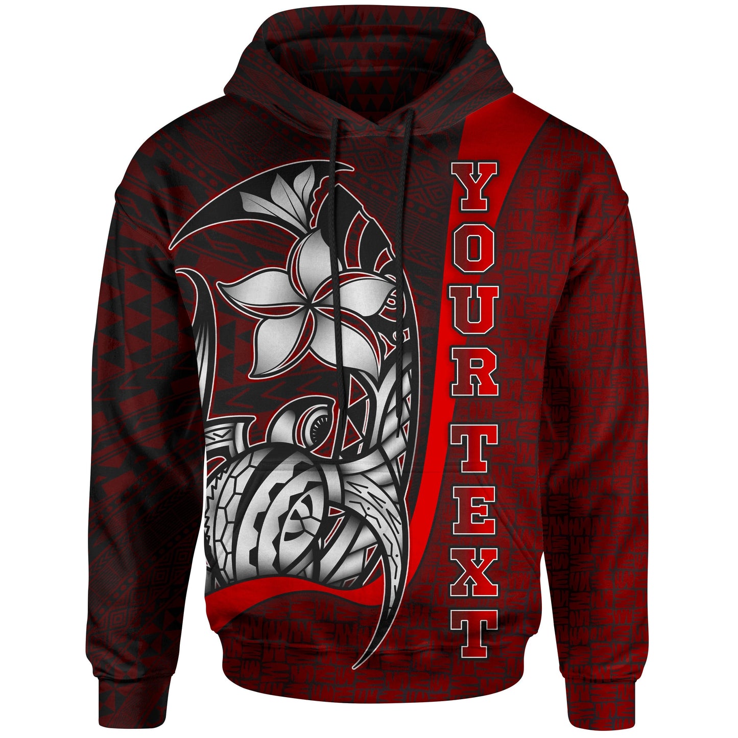 Custom Text Samoa Polynesian Custom Personalised Hoodie Red Turtle with Hook