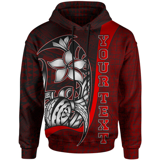 Custom Text Samoa Polynesian Custom Personalised Hoodie Red Turtle with Hook